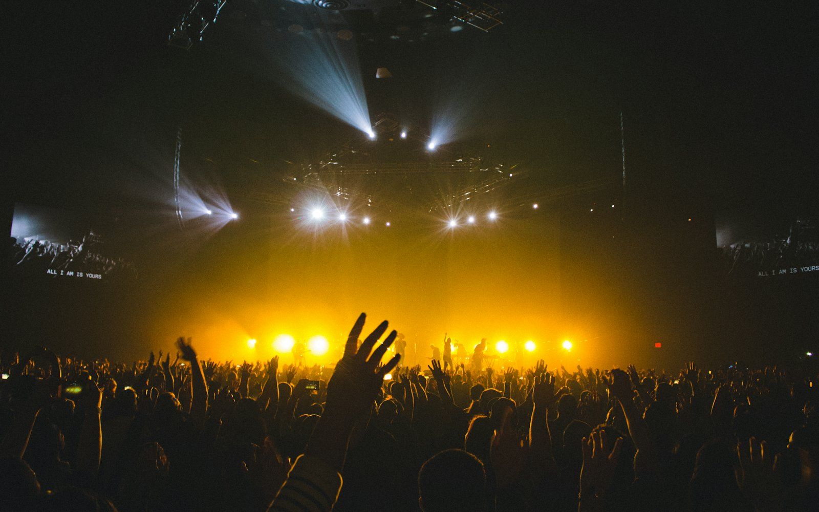 A crowd at a live concert event