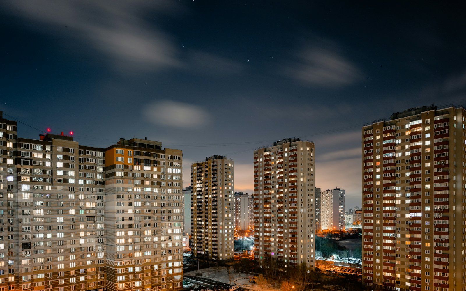 Residential apartment buildings in a city